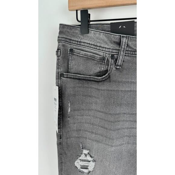 ADPT Mens Grey Denim Spray On Skinny Fit Jeans Distressed Heavy Rips Size 34x32 - Picture 6 of 10